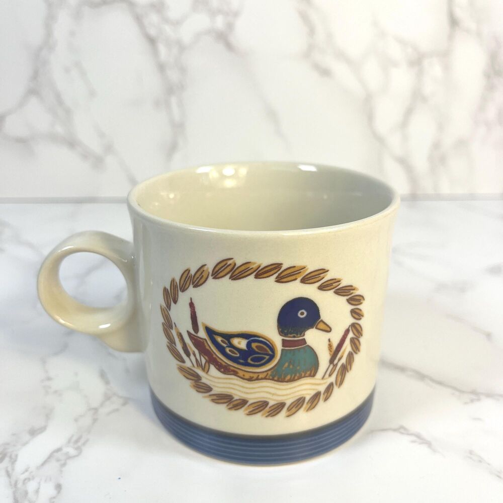 Vintage Epoch American Mugs, Mallard Duck Stoneware Cup, Korea